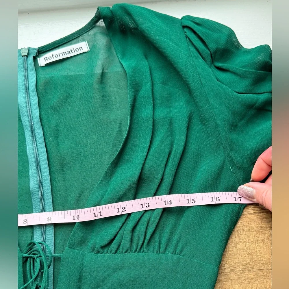 Reformation Laurelei Mini Dress Dark Green Size 4 - Picture 6 of 10